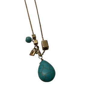 Costume Necklace with Turquoise & Gold Charms